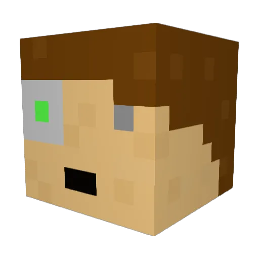 Pixeliks Minecraft avatar head, 3D render