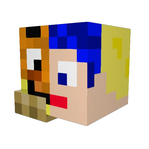 Pixelkraft_2 Minecraft avatar head, 3D render
