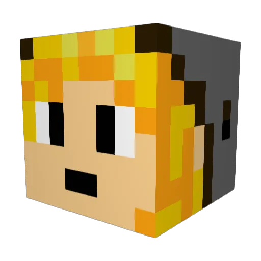 Platinstone Minecraft avatar head, 3D render