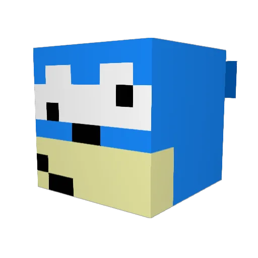 Plaxpefl Minecraft avatar head, 3D render