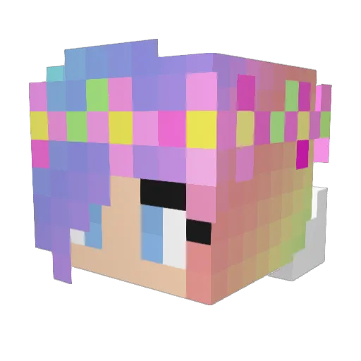 PlayDebby Minecraft avatar head, 3D render