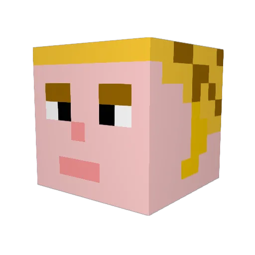 Player_ Minecraft avatar head, 3D render
