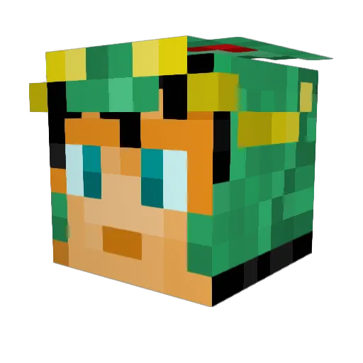PlayingN4ked Minecraft avatar head, 3D render