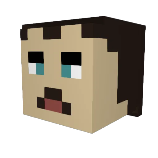 Playwright Minecraft avatar head, 3D render