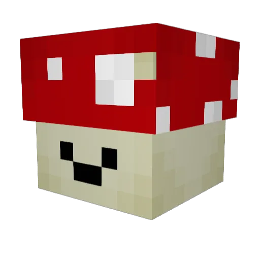 PlushShroom Minecraft avatar head, 3D render