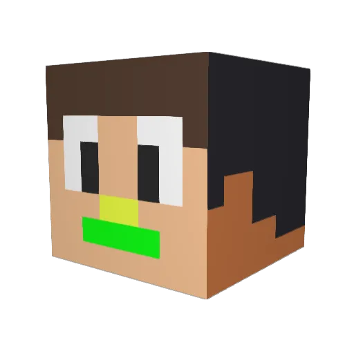 PlushyKid Minecraft avatar head, 3D render