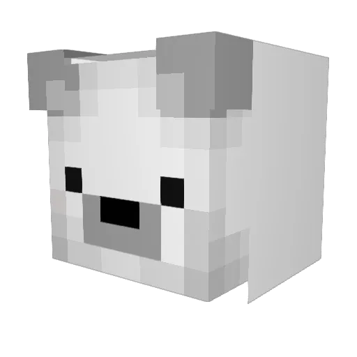 PolarBearRL Minecraft avatar head, 3D render