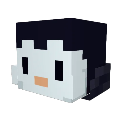 Pomguin Minecraft avatar head, 3D render