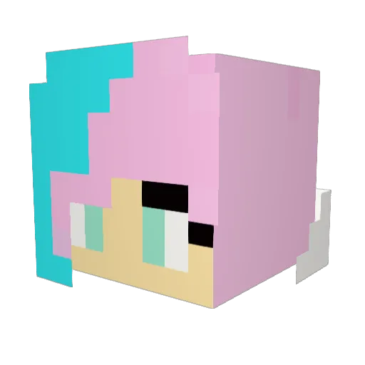 Ponponpoi Minecraft avatar head, 3D render