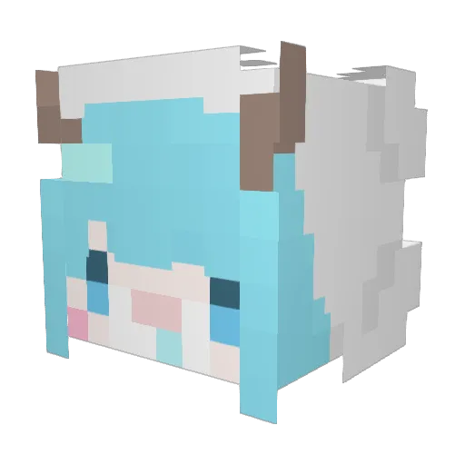Pooowfu Minecraft avatar head, 3D render