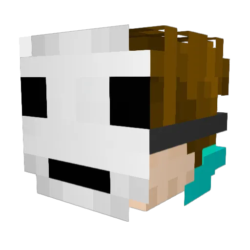 Popcorne12 Minecraft avatar head, 3D render