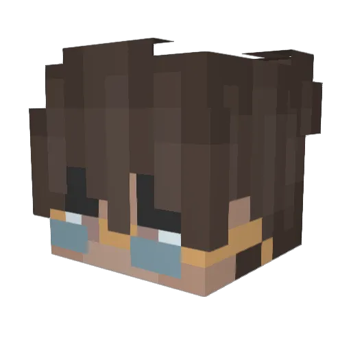 Popcornni Minecraft avatar head, 3D render