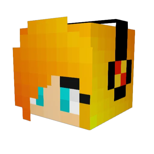 Popinette Minecraft avatar head, 3D render