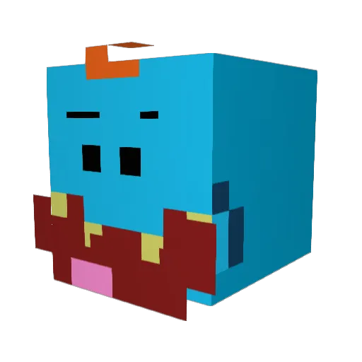 PoppyV2 Minecraft avatar head, 3D render