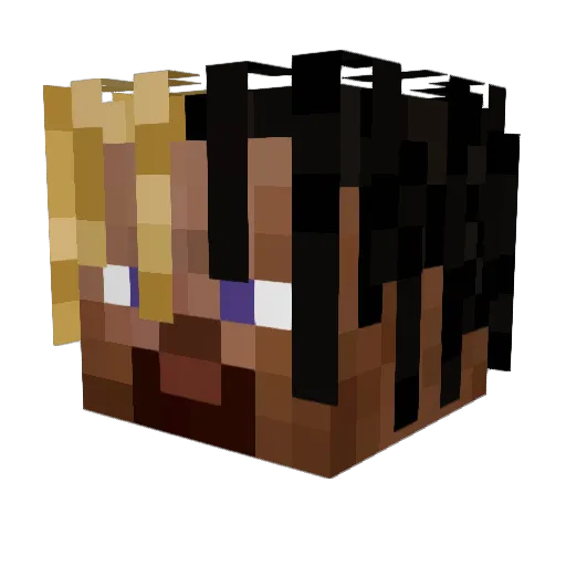 Poulenc Minecraft avatar head, 3D render