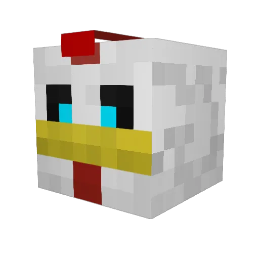 PouletSovaje Minecraft avatar head, 3D render