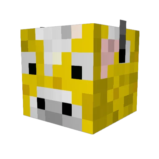 PowCowPlayz Minecraft avatar head, 3D render