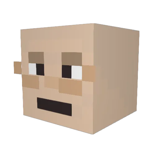 PowerVirgen Minecraft avatar head, 3D render