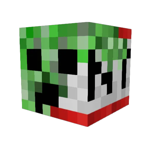 PreCreeper Minecraft avatar head, 3D render