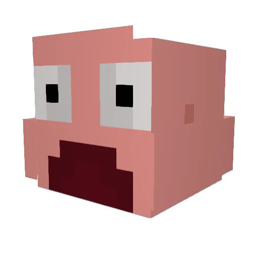 Preving Minecraft avatar head, 3D render