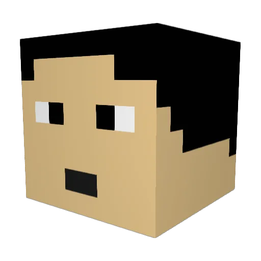 Prindey Minecraft avatar head, 3D render