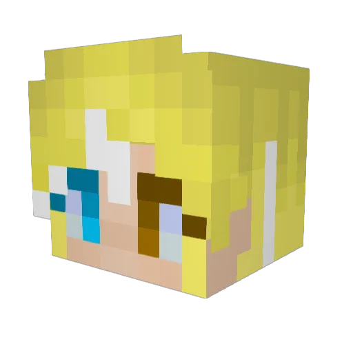 PrismaNijitori Minecraft avatar head, 3D render