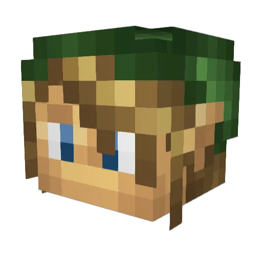 Prok Minecraft avatar head, 3D render