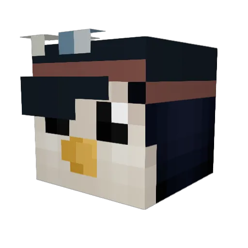 PuffleGraham Minecraft avatar head, 3D render
