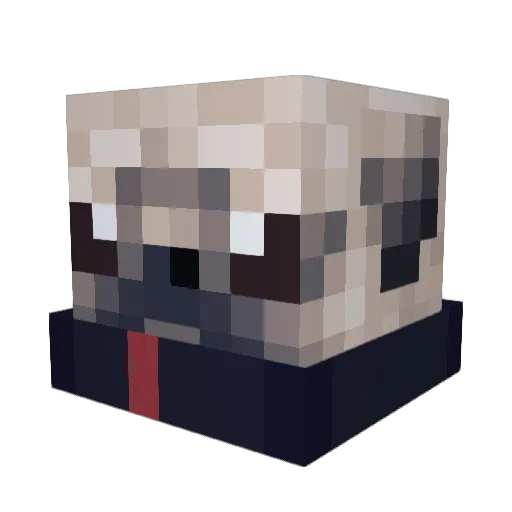 Pugbertoo Minecraft avatar head, 3D render