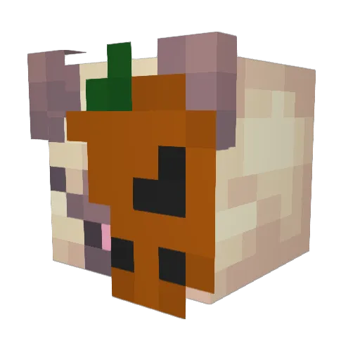 Pugif Minecraft avatar head, 3D render