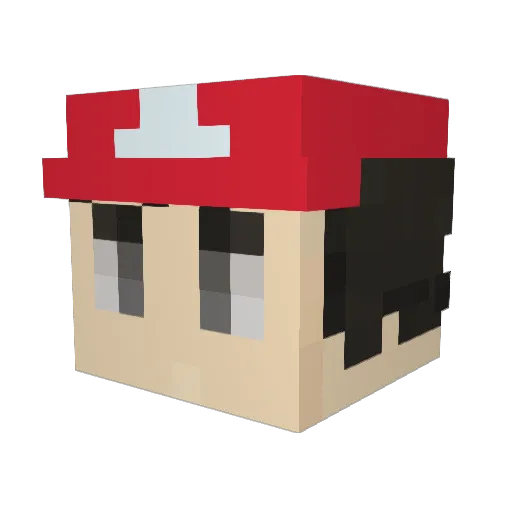 Pulowed Minecraft avatar head, 3D render