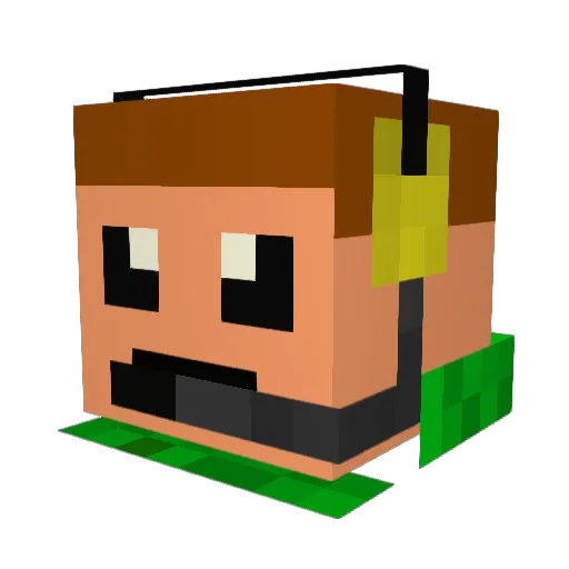 PupsKnecht Minecraft avatar head, 3D render