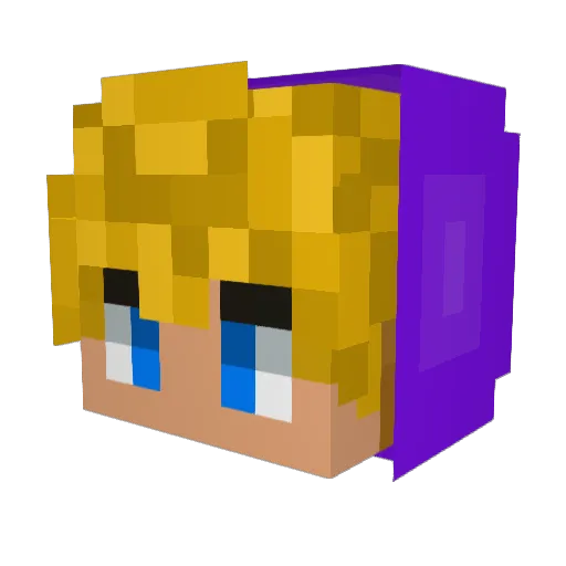 Purp77 Minecraft avatar head, 3D render
