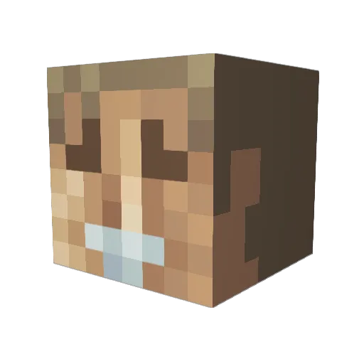 PurpMann Minecraft avatar head, 3D render