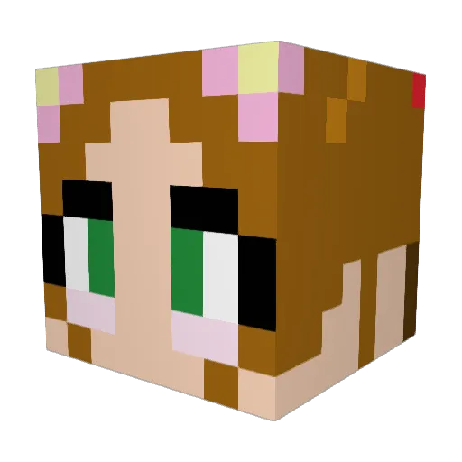 PurplCat Minecraft avatar head, 3D render