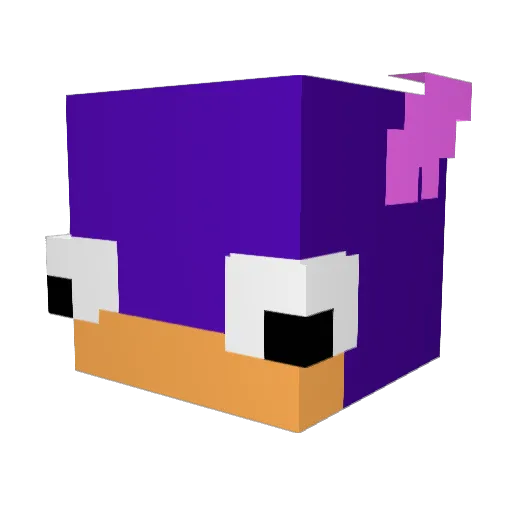 PurpleFlash88 Minecraft avatar head, 3D render