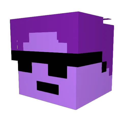 PurpleOz Minecraft avatar head, 3D render