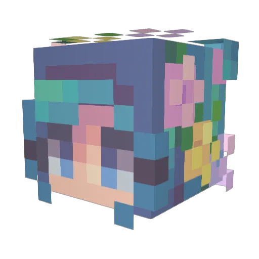 PurplePega Minecraft avatar head, 3D render