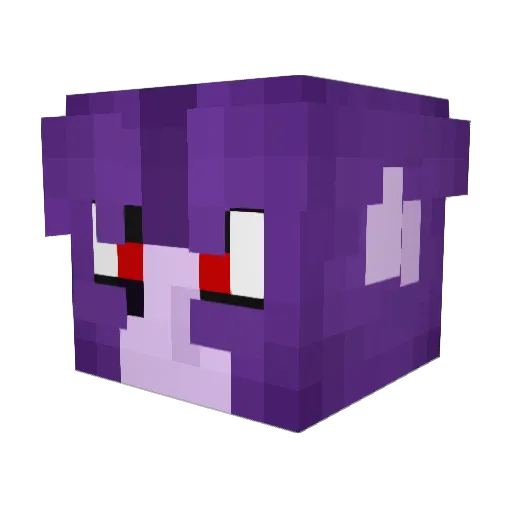 PurplePill Minecraft avatar head, 3D render