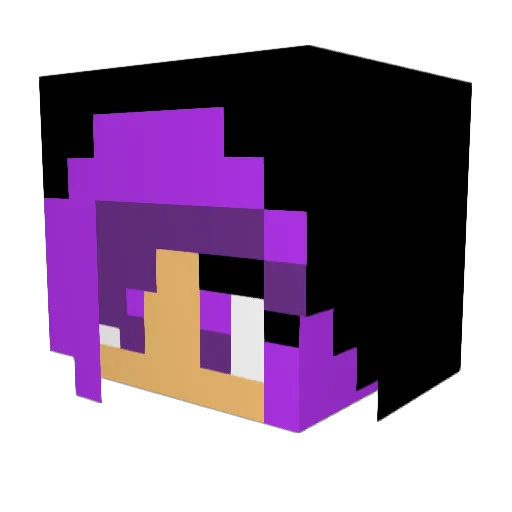 PurpleRakl Minecraft avatar head, 3D render