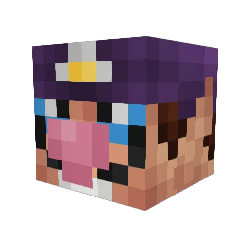PurpleWaluigi Minecraft avatar head, 3D render