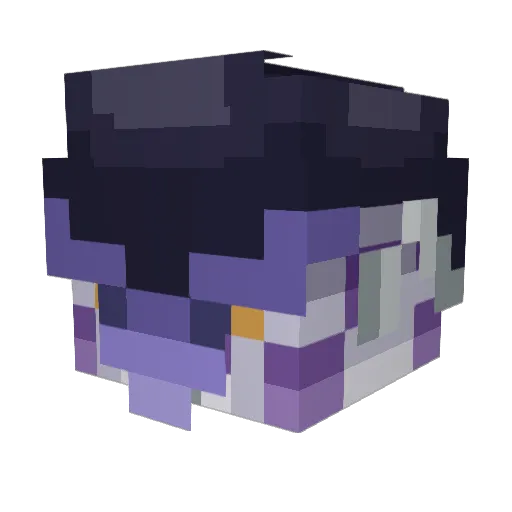 Purpleezah Minecraft avatar head, 3D render
