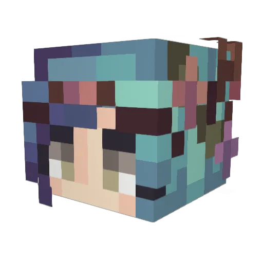 Purplelessly Minecraft avatar head, 3D render
