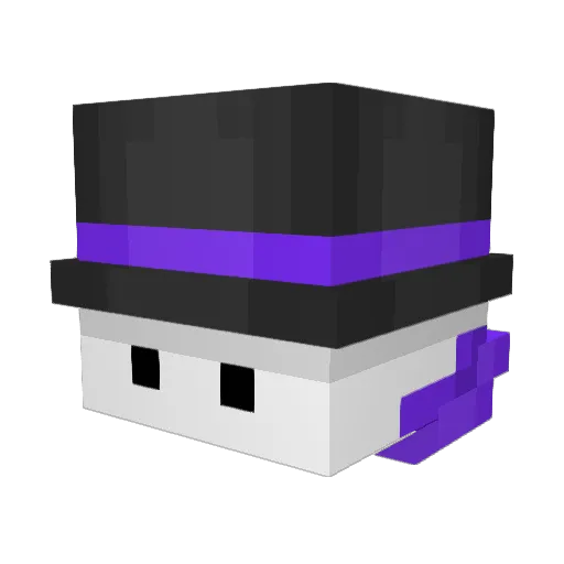 Purplers Minecraft avatar head, 3D render