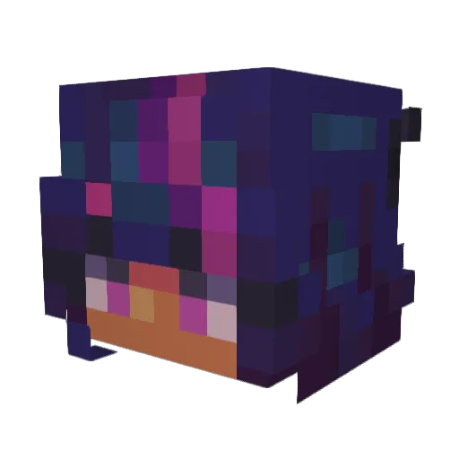 Purplexxxxx Minecraft avatar head, 3D render