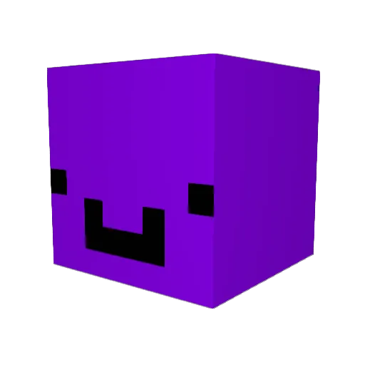 Purppple Minecraft avatar head, 3D render