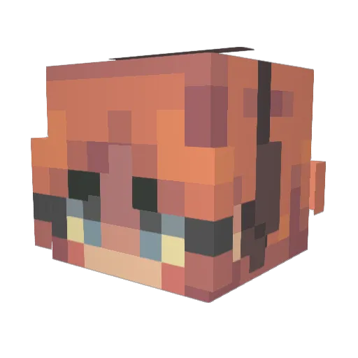 Purpte Minecraft avatar head, 3D render