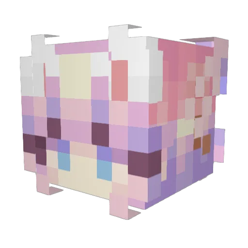 Purrna Minecraft avatar head, 3D render