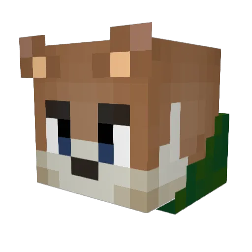 PxlDog Minecraft avatar head, 3D render