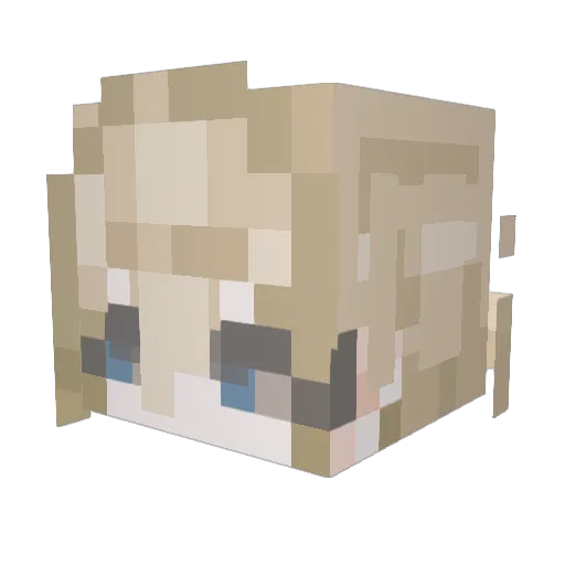 QQZI_ Minecraft avatar head, 3D render